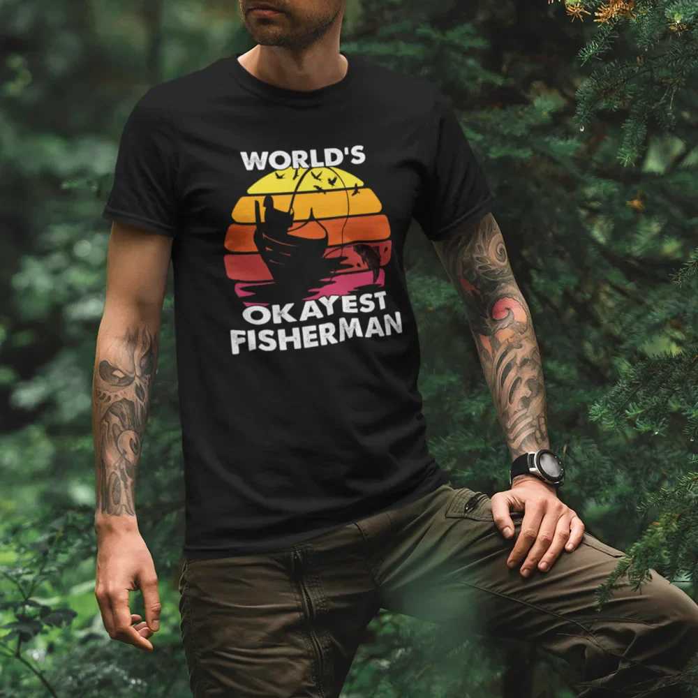Outdoorzees World's Okayest Fisherman Man T-Shirt - Image 4