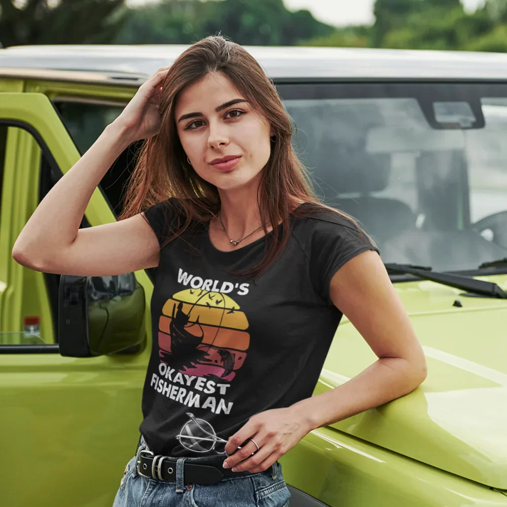 Outdoorzees World's Okayest Fisherman T-Shirt for Women - Image 4